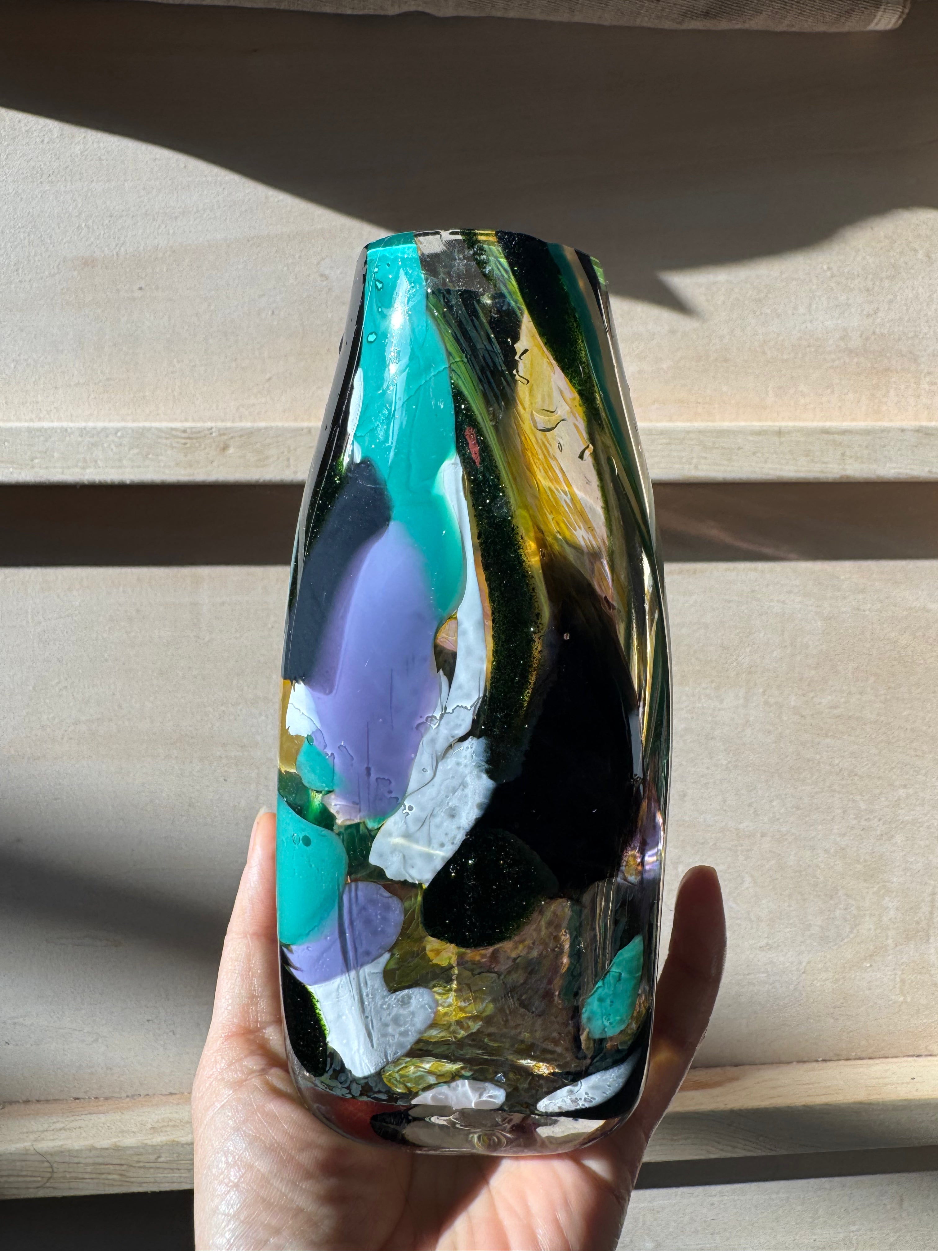 Amber Flame Sculpture – Handblown Art Décor