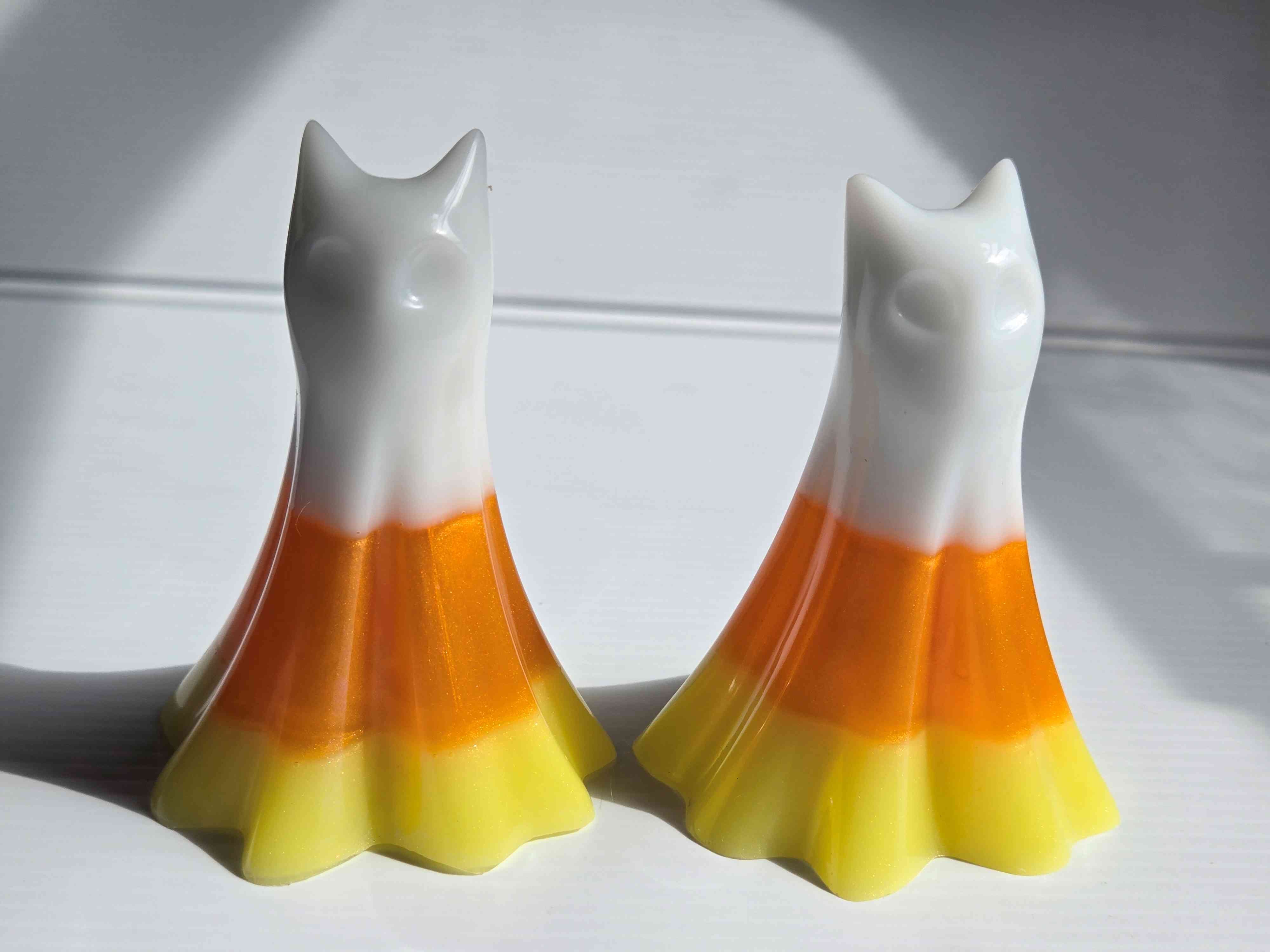 Tall Candy Corn Ghost Cat