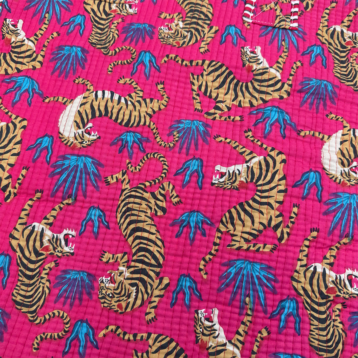 Cotton Tote Bag Handmade Patchwork Indian Block Print Tiger