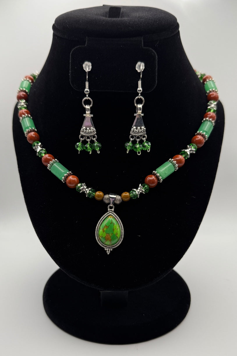 104  Ruby And Silver Pendant Necklace And Earrings