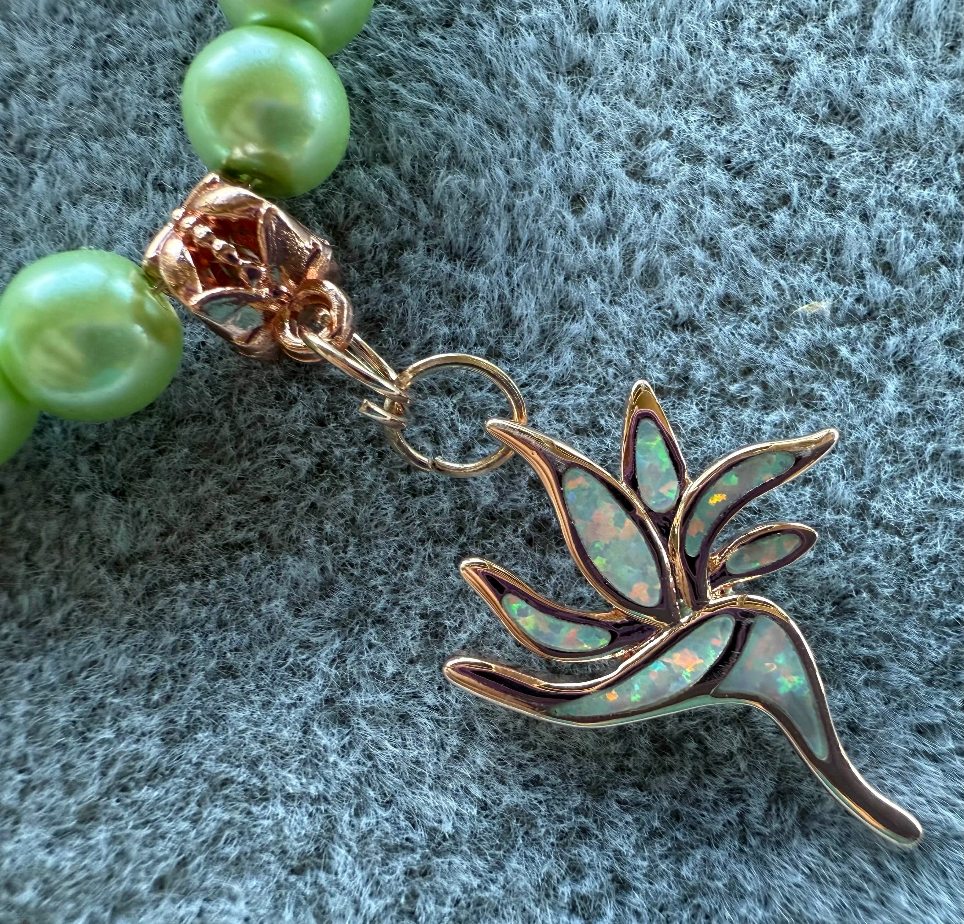 108  Rose Gold and Opal Torch Pendant Necklace and Earring Set