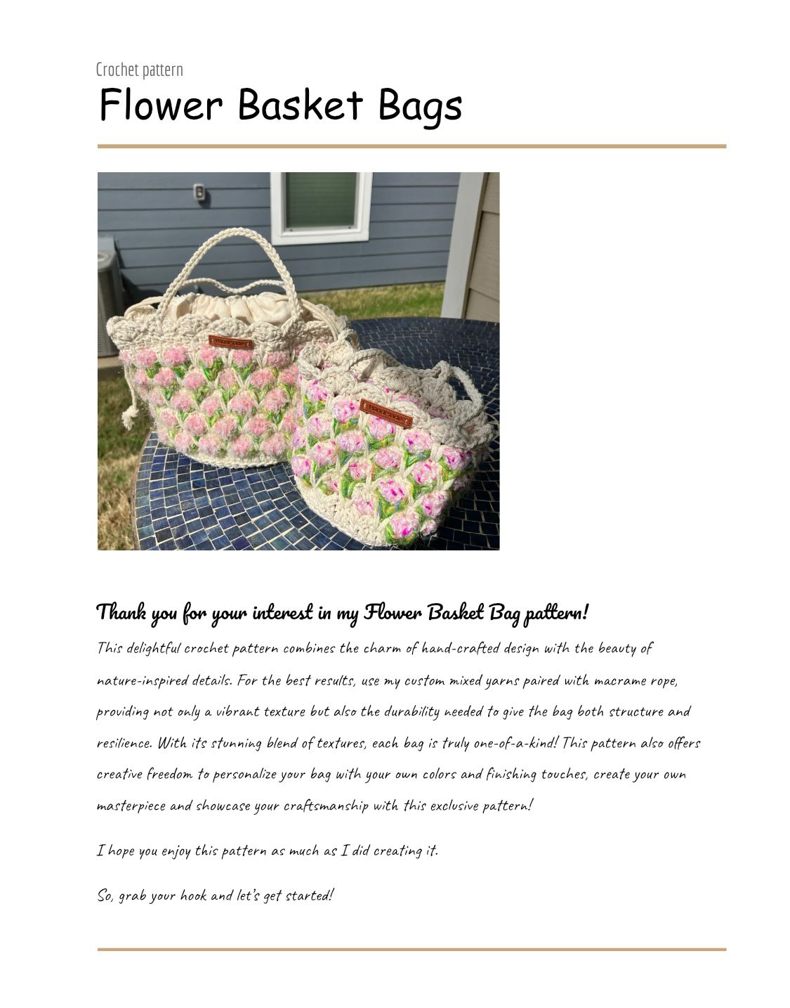 Crochet Flower Basket Bag Pattern – Boho Floral Handbag, Unique Crochet Pattern, Beginner-Friendly PDF, Handmade Gift Idea