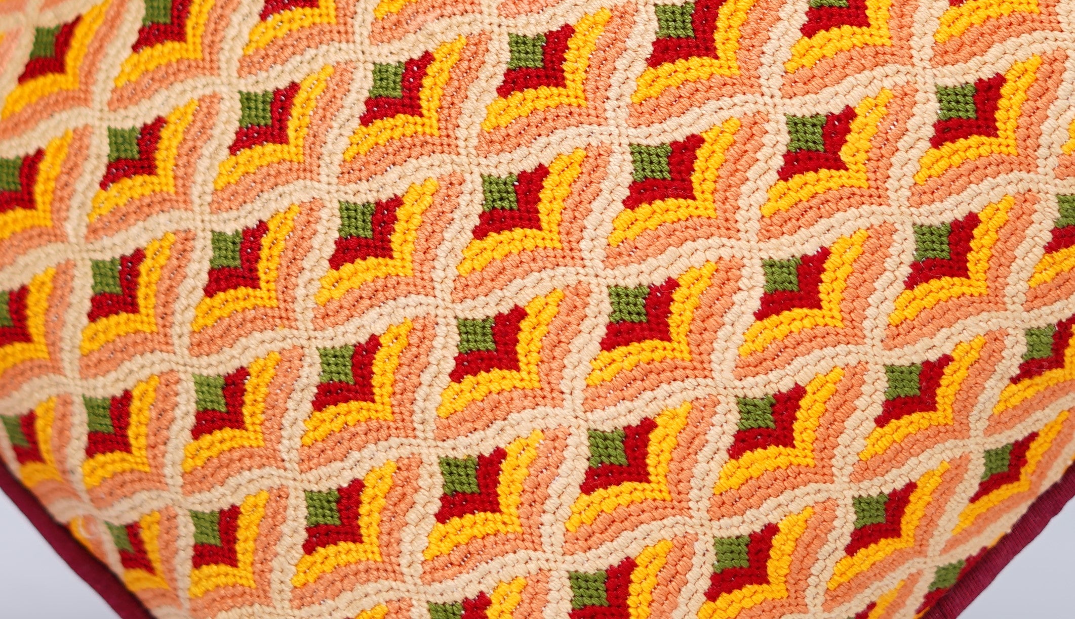 handmade ,embroidered Peacock Feather Pattern Single Stitch Cushion Cover