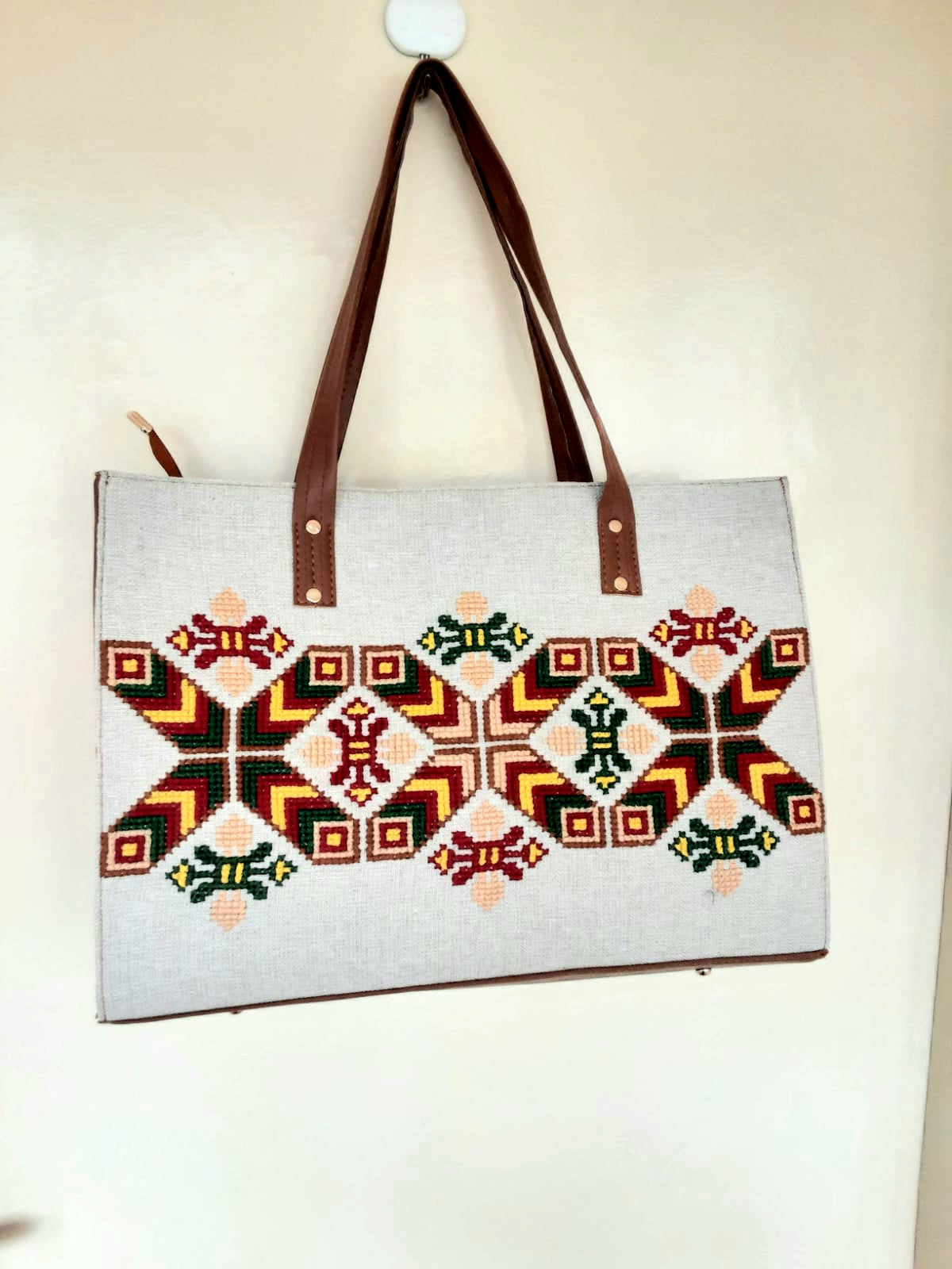 STUNNING COLLECTION- Blossom Couture - Handmade Cross Stitch Floral Bag & Shoe Collection Fabric + Leather