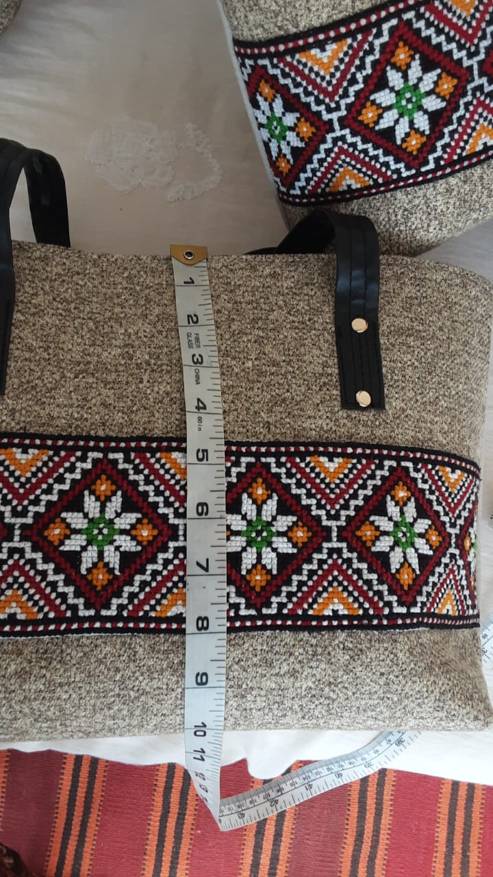Handmade cross stitch fabric handbag