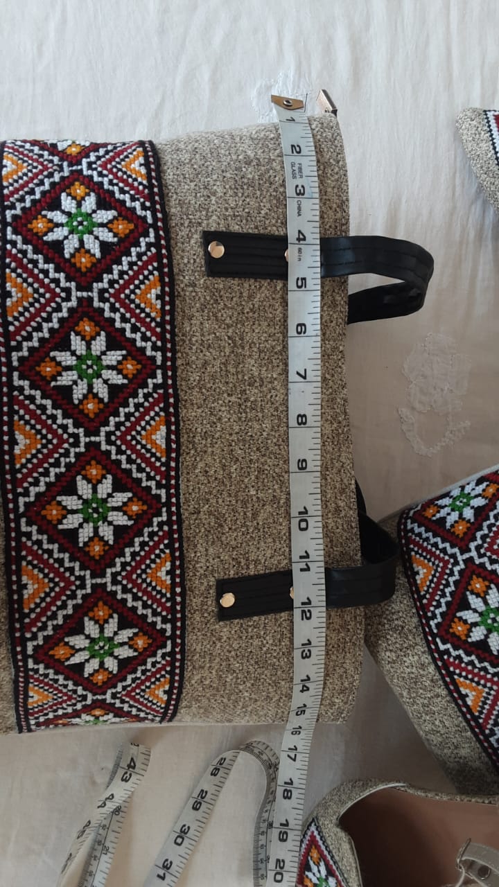 Handmade cross stitch fabric handbag