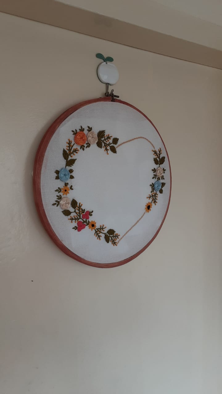 Handmade ribbon and Brazilian work wall hanging with variations