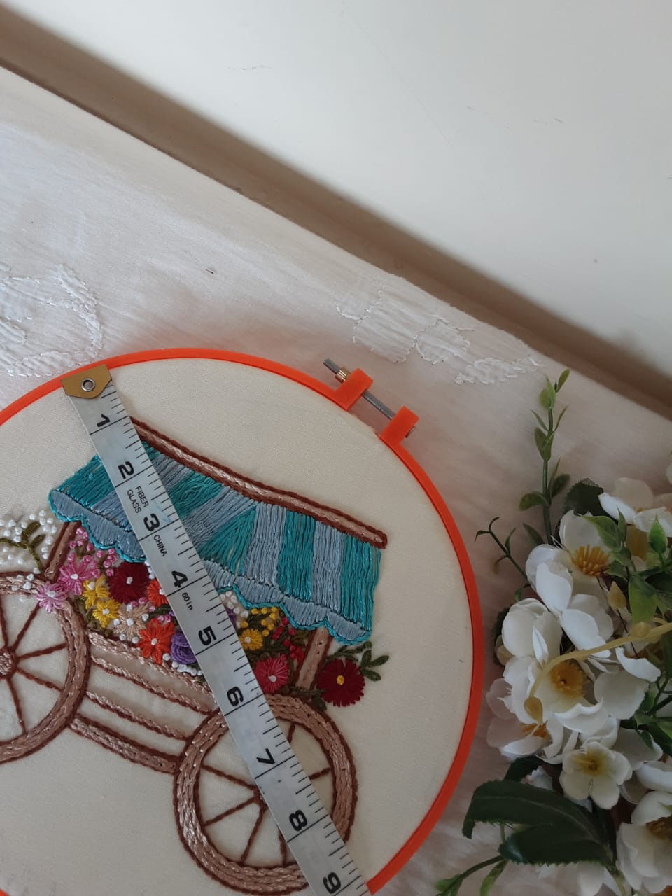 Handmade ribbon and Brazilian work wall hanging with variations