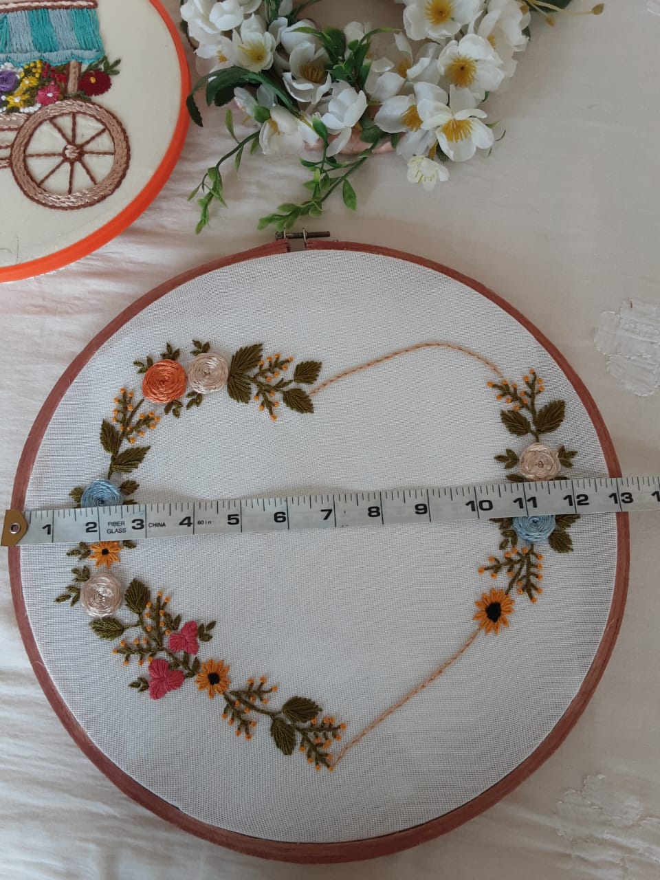 Handmade ribbon and Brazilian work wall hanging with variations