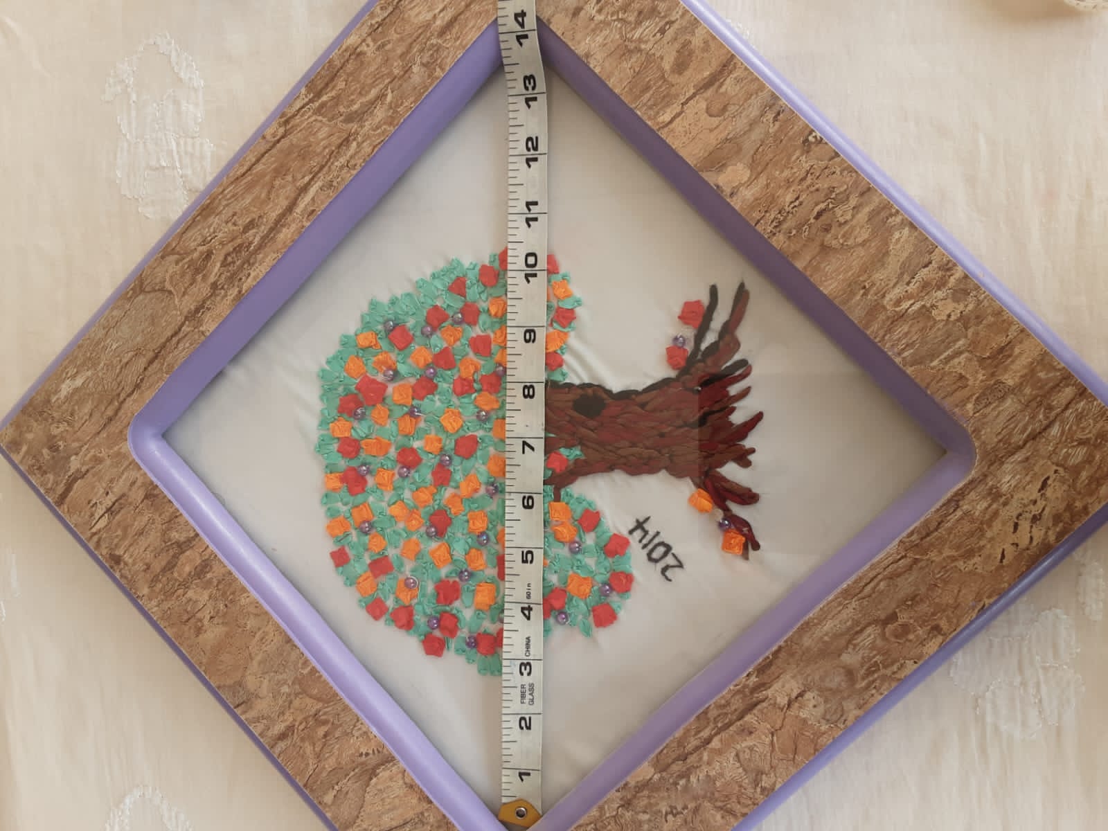 Handmade ribbon and Brazilian work wall hanging with variations