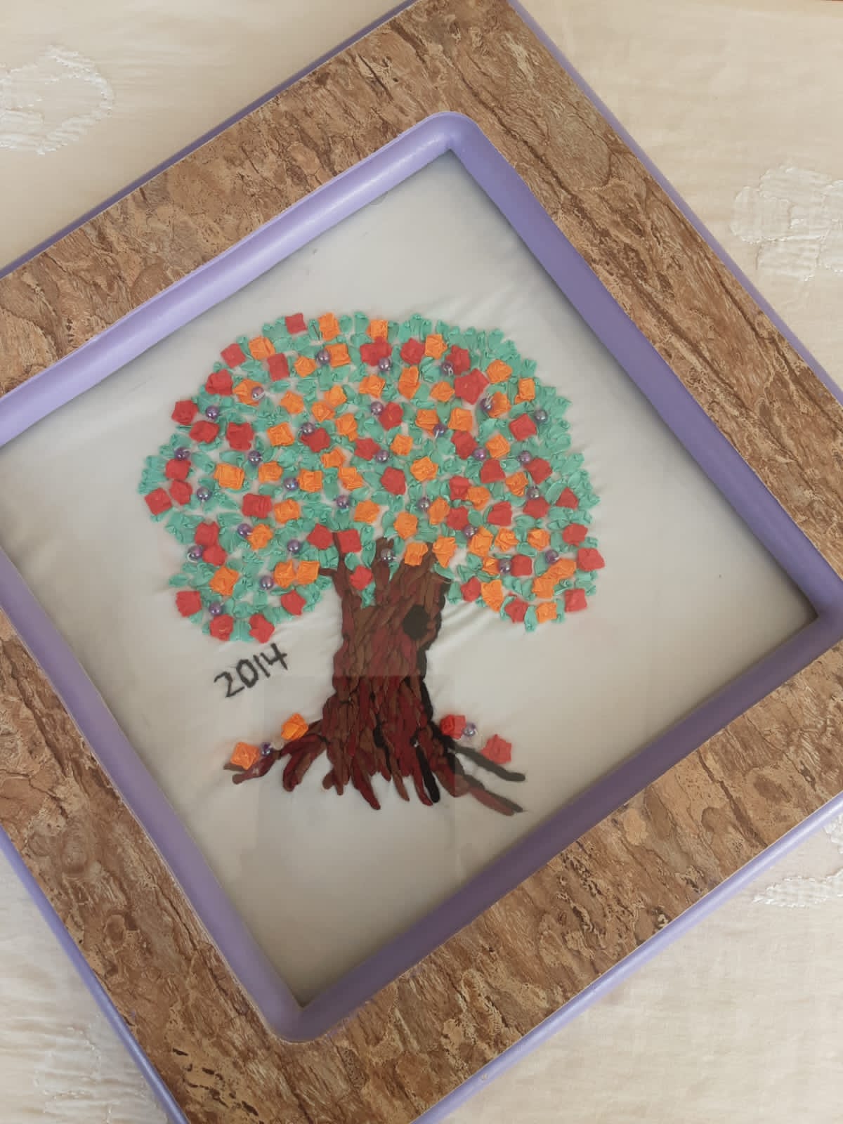 Handmade ribbon and Brazilian work wall hanging with variations