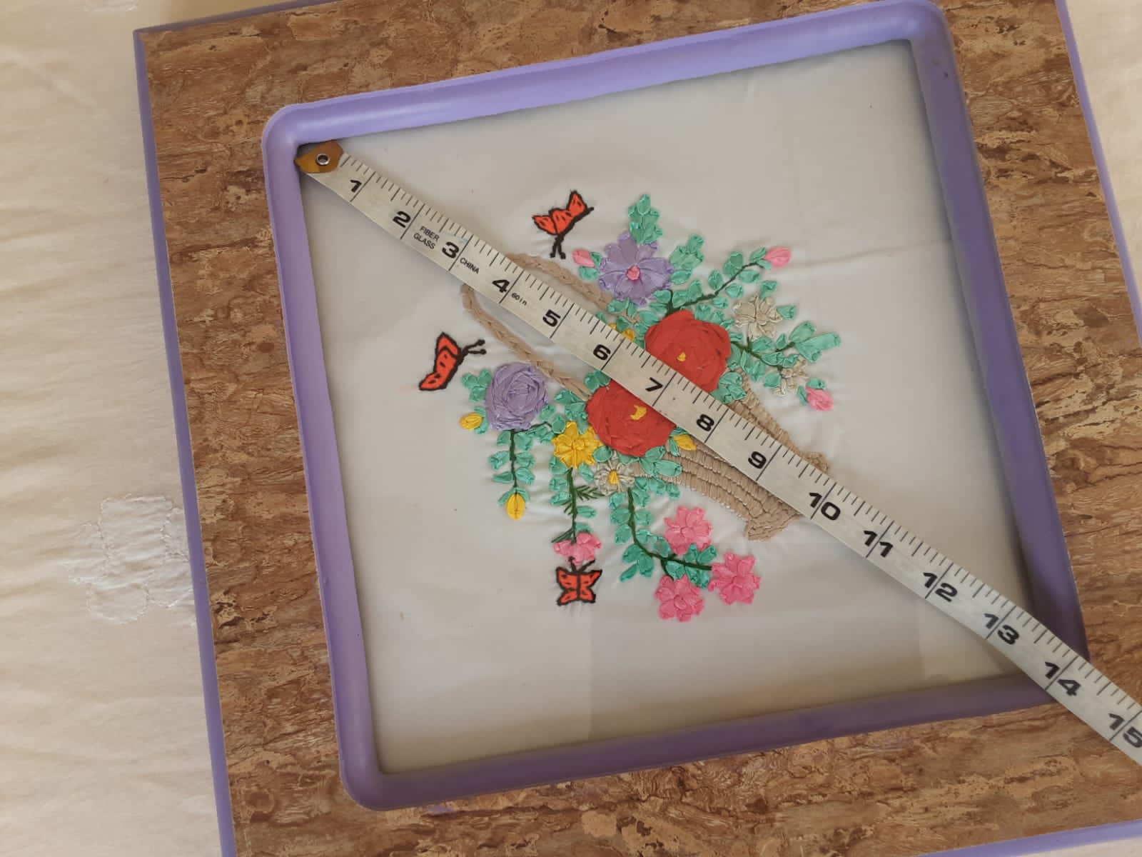 Handmade ribbon and Brazilian work wall hanging with variations