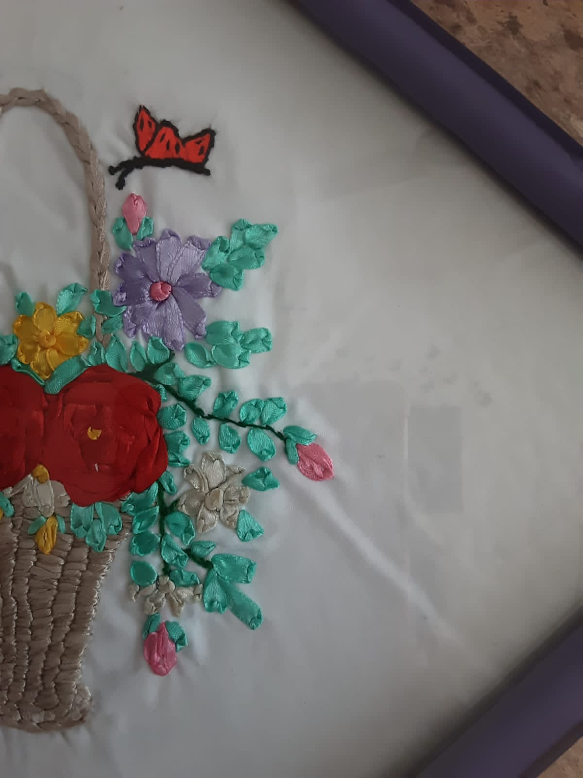 Handmade ribbon and Brazilian work wall hanging with variations