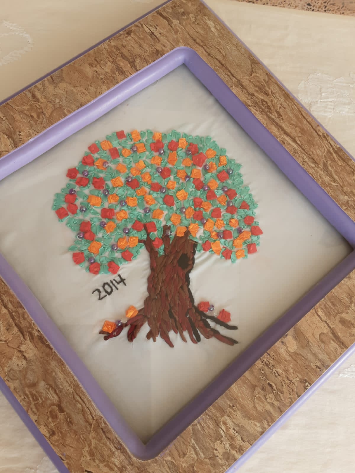 Handmade ribbon and Brazilian work wall hanging with variations