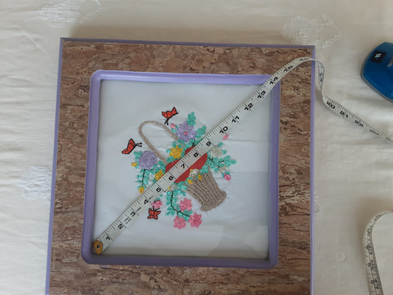 Handmade ribbon and Brazilian work wall hanging with variations