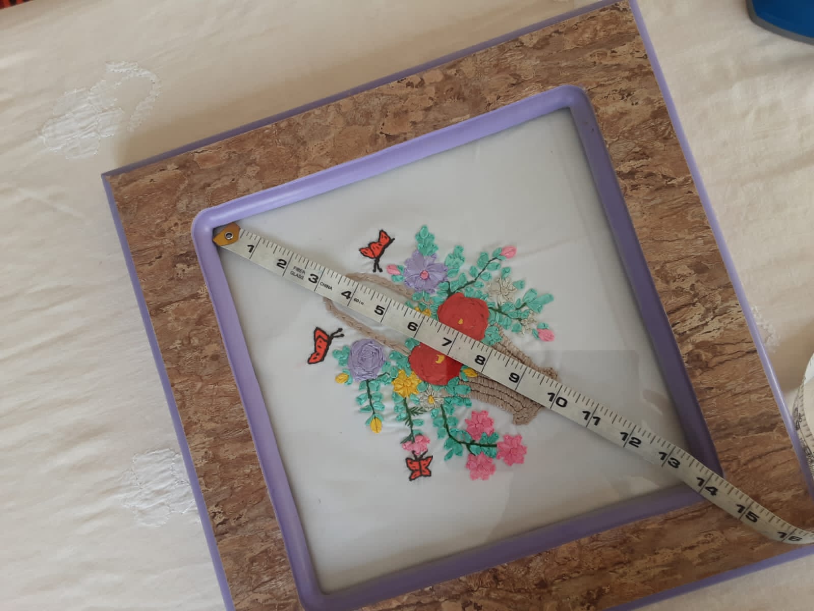 Handmade ribbon and Brazilian work wall hanging with variations