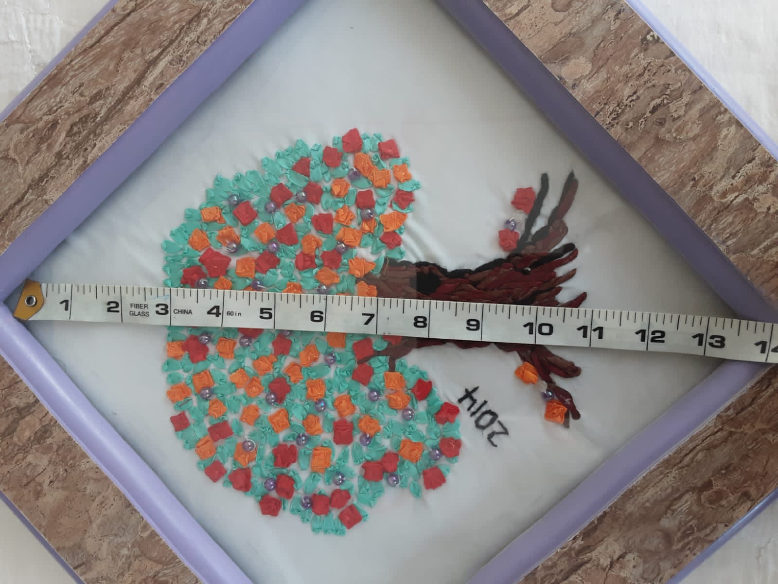 Handmade ribbon and Brazilian work wall hanging with variations