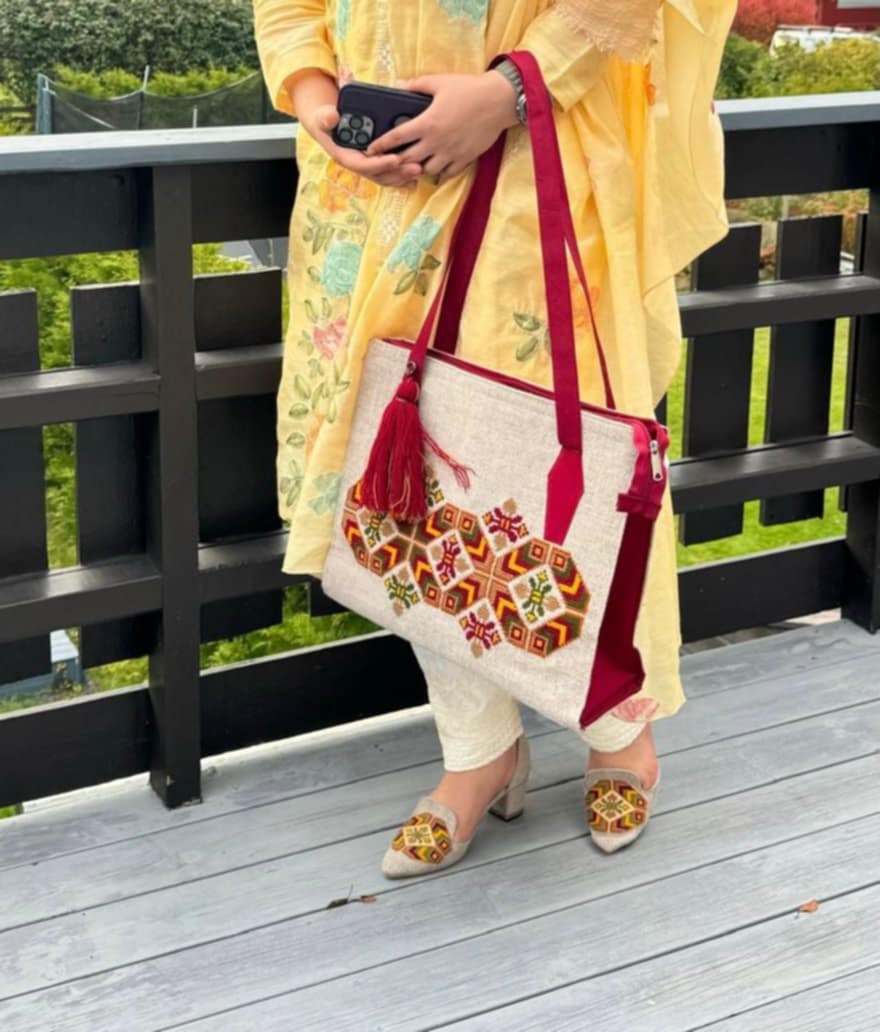 Handmade Cross Stitch Set: Fabric Bags & Shoes - Unique Gift Idea