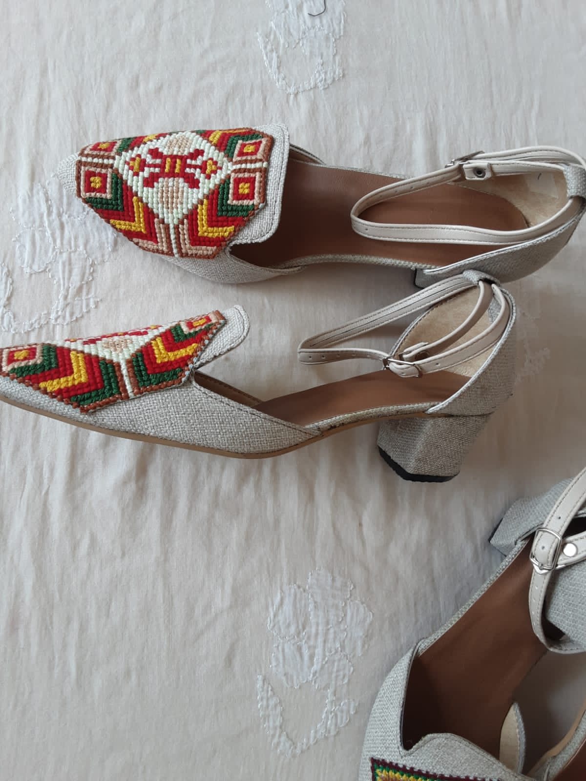 Handmade Cross Stitch Set: Fabric Bags & Shoes - Unique Gift Idea