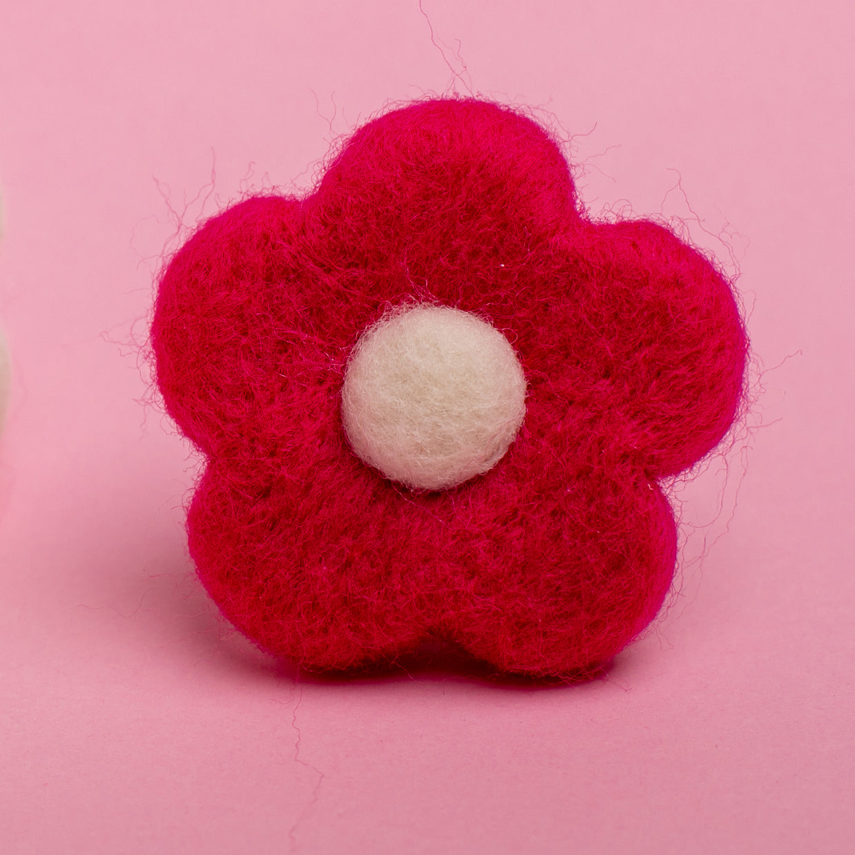 Car Air Vent Clip in the shape of red daisy from soft wool felt, vehicle air fresheners. Gift for car owner. 