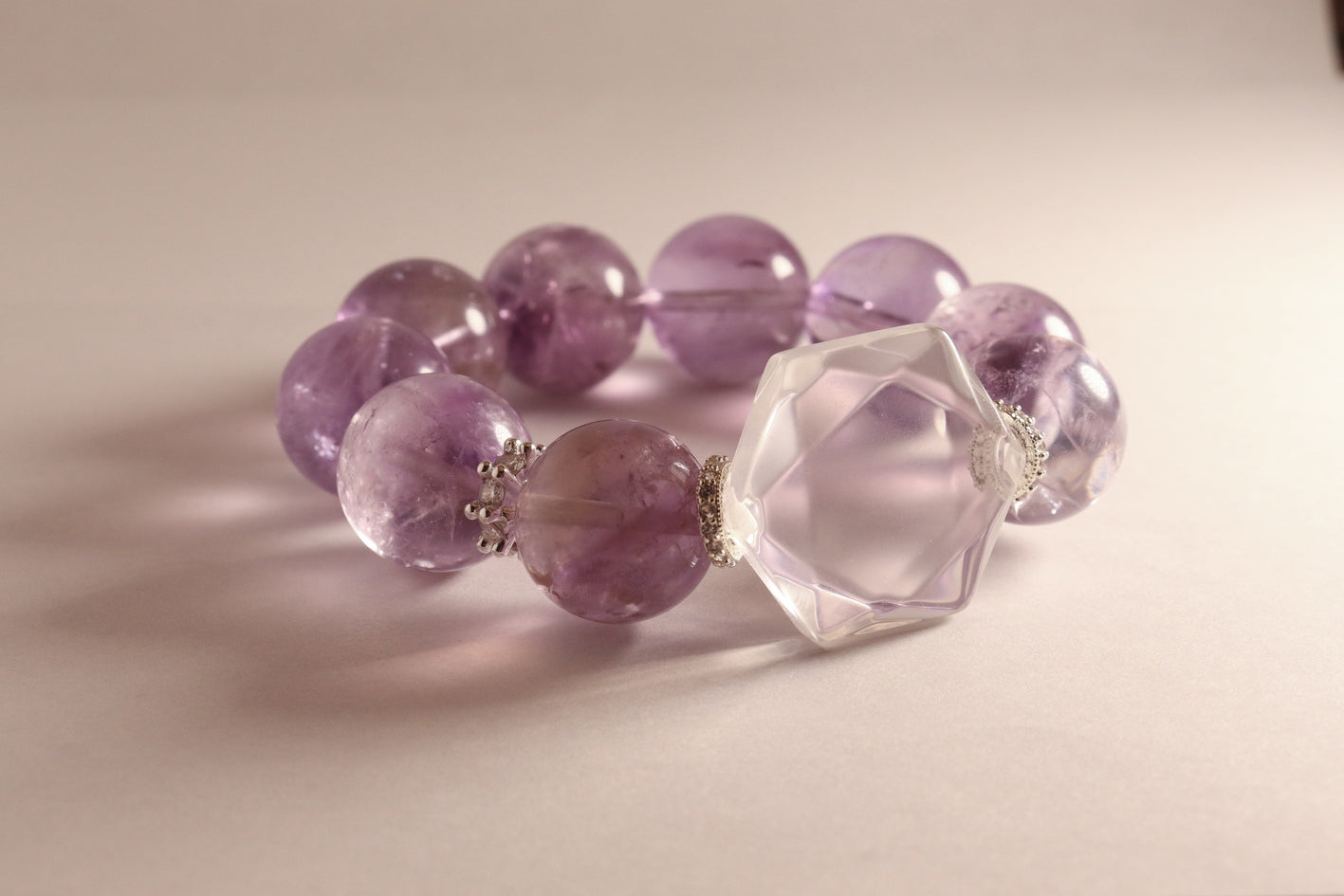 Peaceful Spirit Bracelet - Amethyst & Rock Crystal