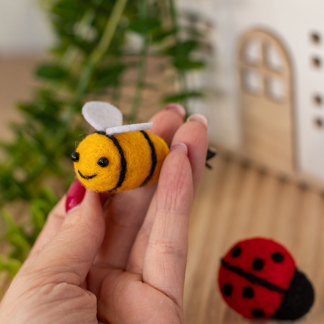 Car Air Vent Clip in the shape of Bee from soft wool felt, vehicle air fresheners. Gift for car owner. 