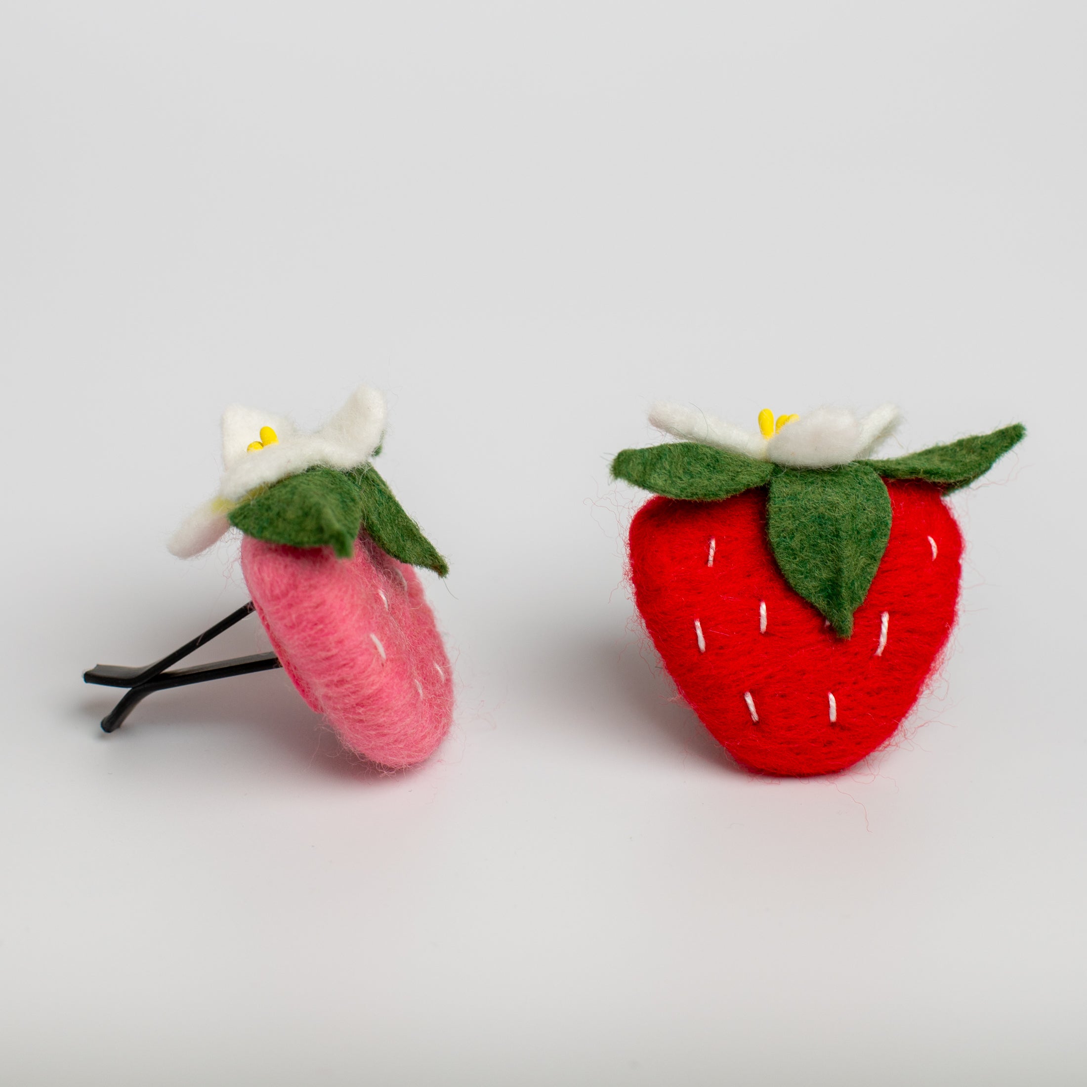 Car Air Vent Clip in the shape of Strawberry from soft wool felt, vehicle air fresheners. Gift for car owner. 