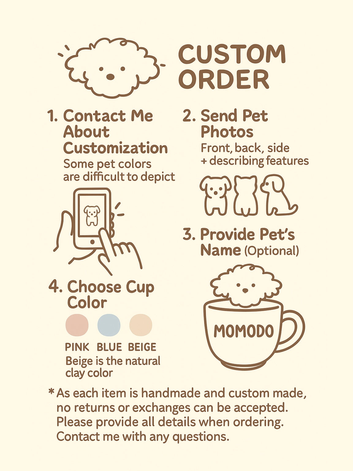 Pre-orders | CUSTOMIZED | Handmade Ceramic Sitting Puppy/Kitty Cup – 375ml | Cute Coffee Mug | Animal Lover Gift