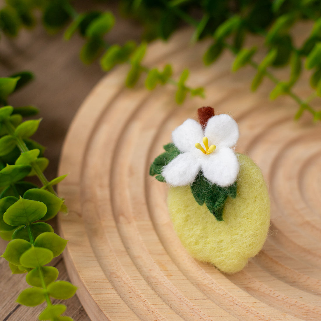Car Air Vent Clip in the shape of lemon from soft wool felt, vehicle air fresheners. Gift for car owner. 