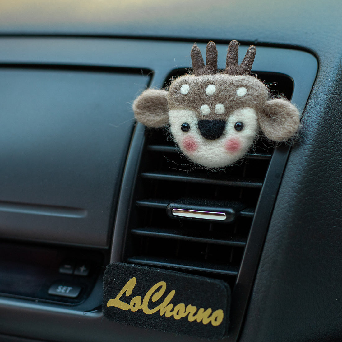 Car Air Vent Clip in the shape of Deer had from soft wool felt, vehicle air fresheners. Gift for car owner. 