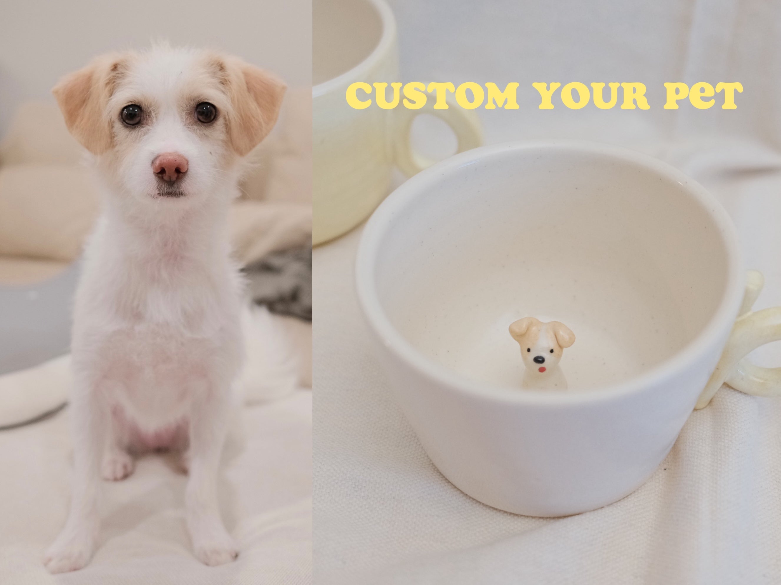 Pre-orders | CUSTOMIZED | Handmade Ceramic Sitting Puppy/Kitty Cup – 375ml | Cute Coffee Mug | Animal Lover Gift