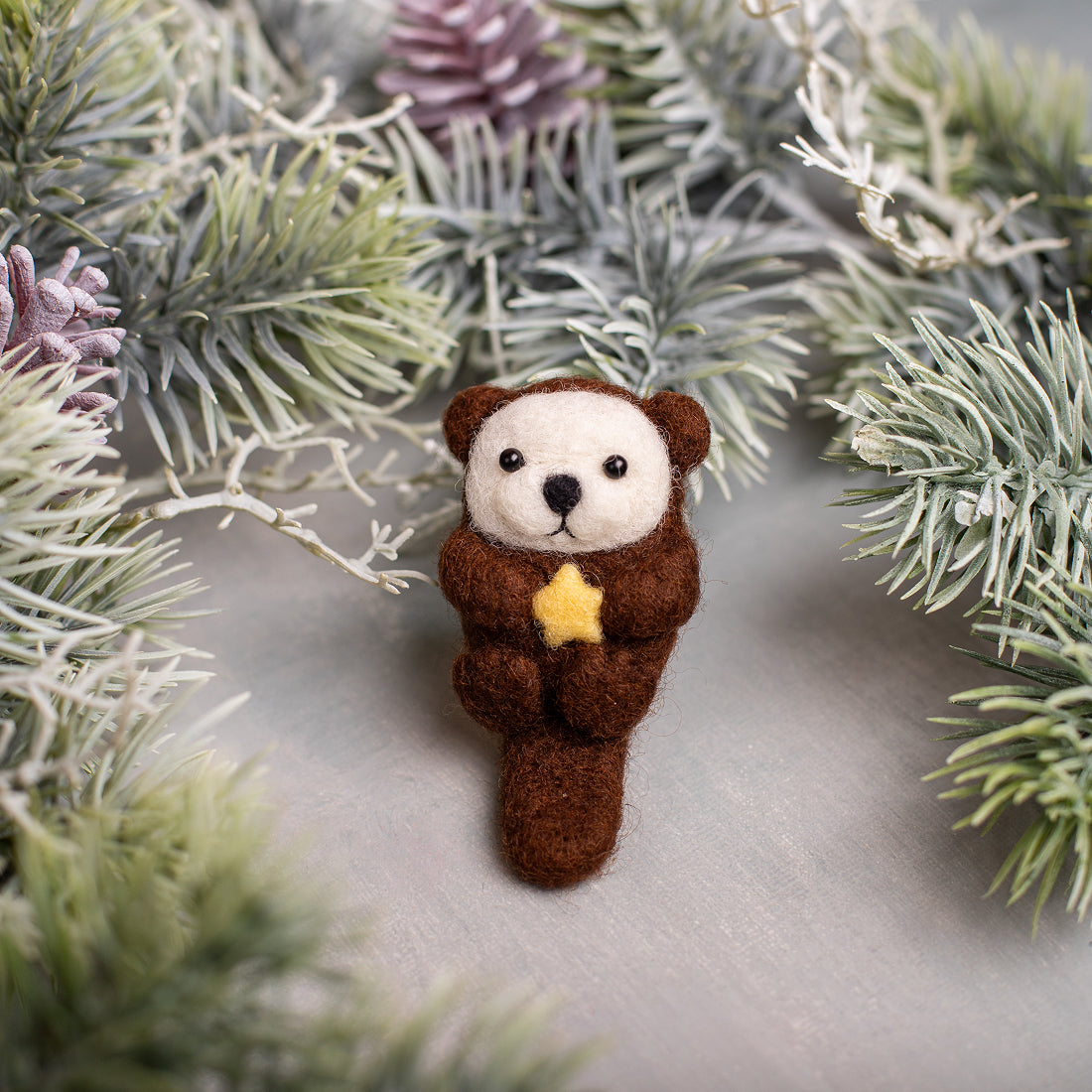 Car Air Vent Clip in the shape of Otter from soft wool felt, vehicle air fresheners. Gift for car owner. 