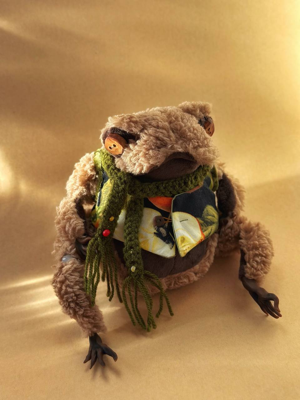 Walnut the Frog – Handmade Plush Toy