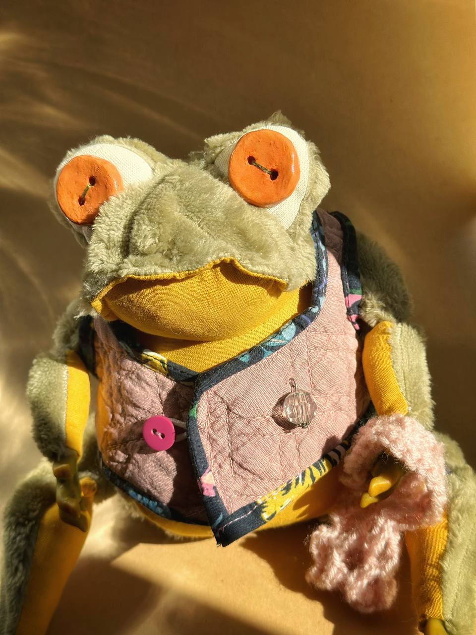 Yellow Watermelon the Frog – Handmade Plush Toy