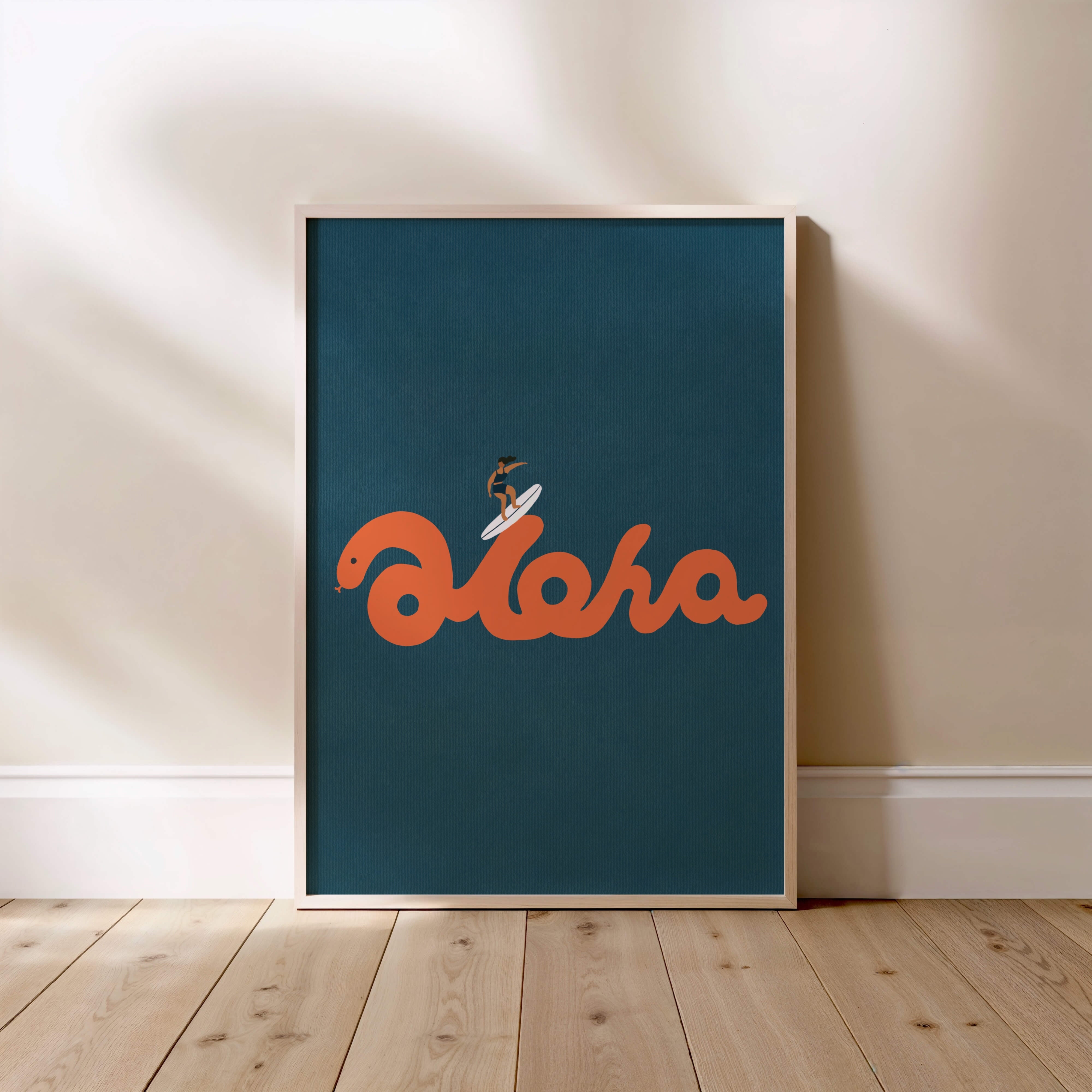 "Riding the Aloha: Her Flow" Matted Print – Inspired by Hawaii 🩷