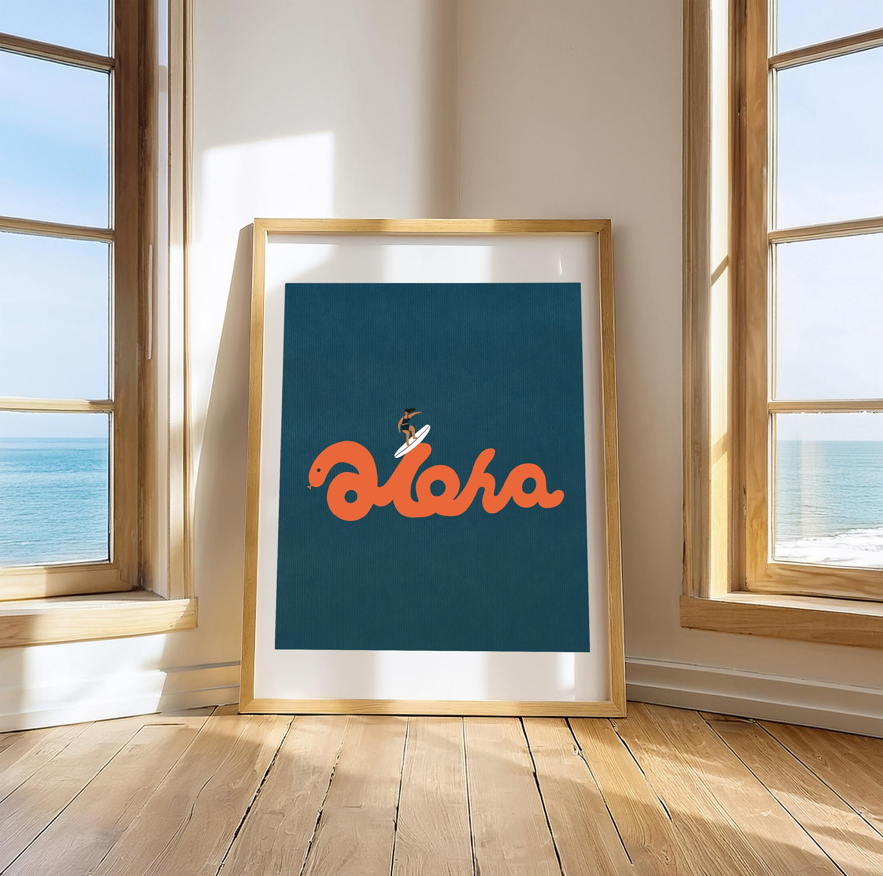 "Riding the Aloha: Her Flow" Matted Print – Inspired by Hawaii 🩷