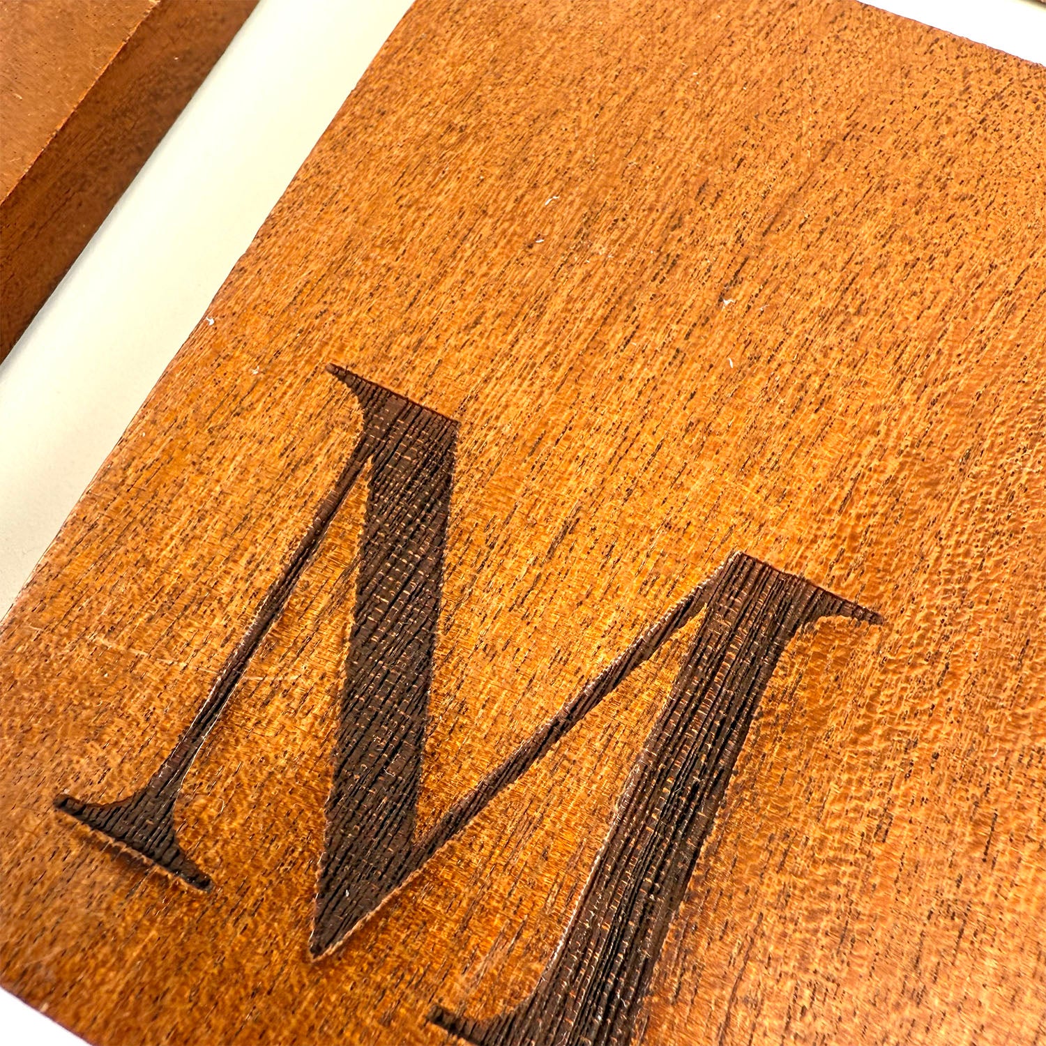Wood Coaster with Letter "M"