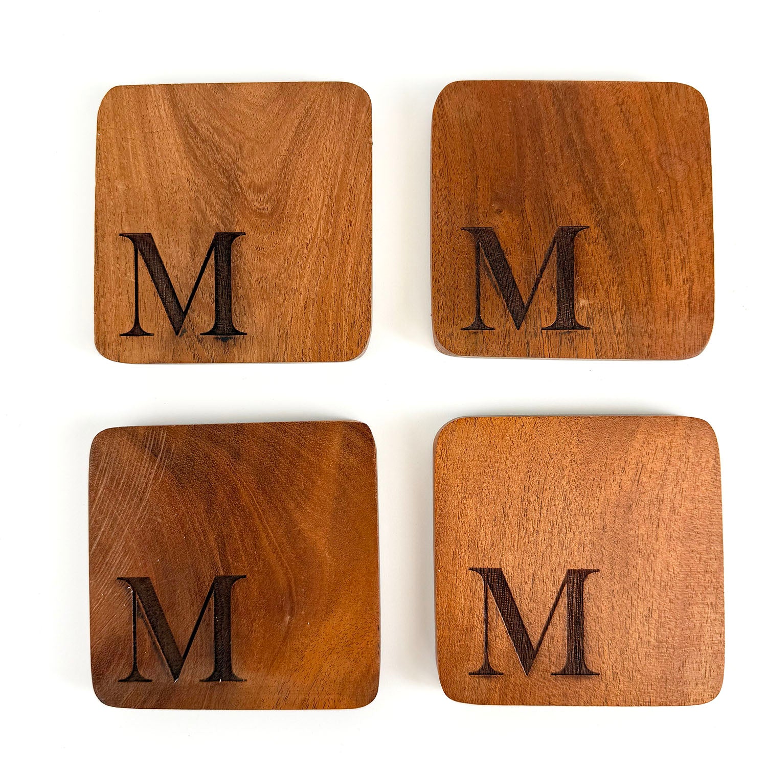 Wood Coaster with Letter "M"